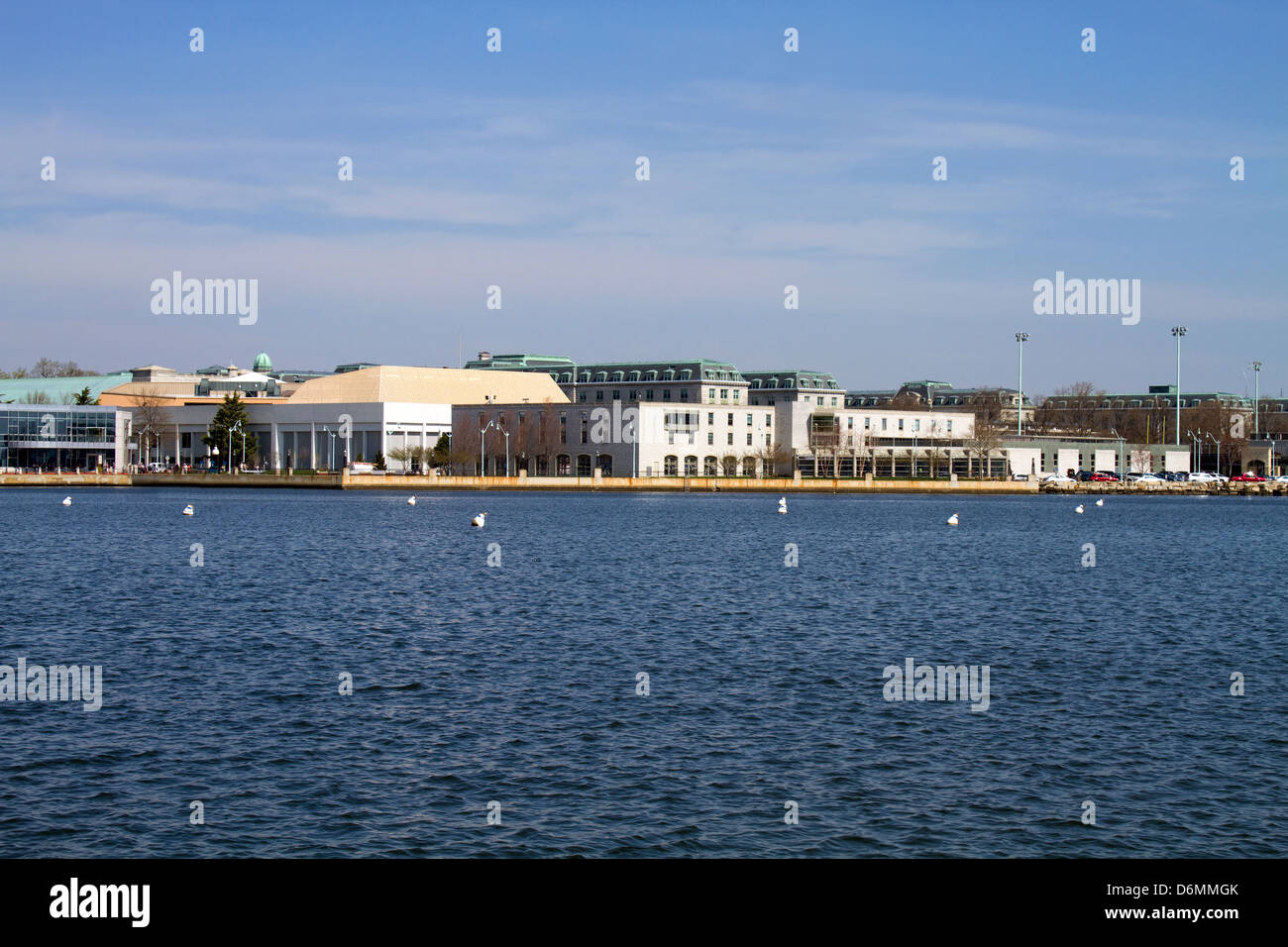 Skyline of the campus of the United States Naval Academy located in Annapolis, Maryland as seen from across the Severn River. Stock Photo