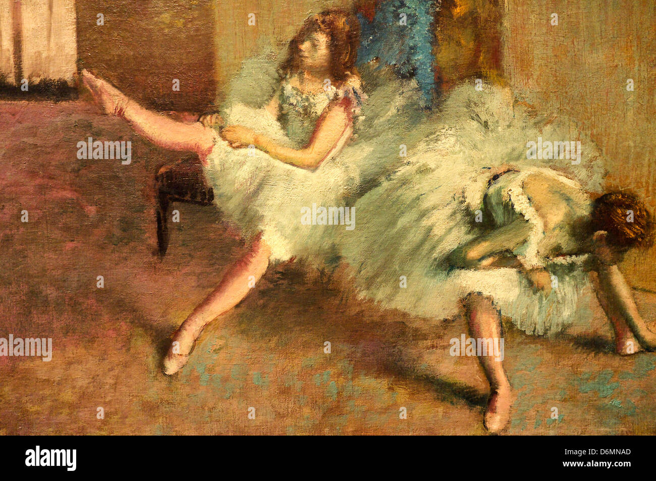 Closeup of painting - Before the Ballet by Edgar Degas Stock Photo