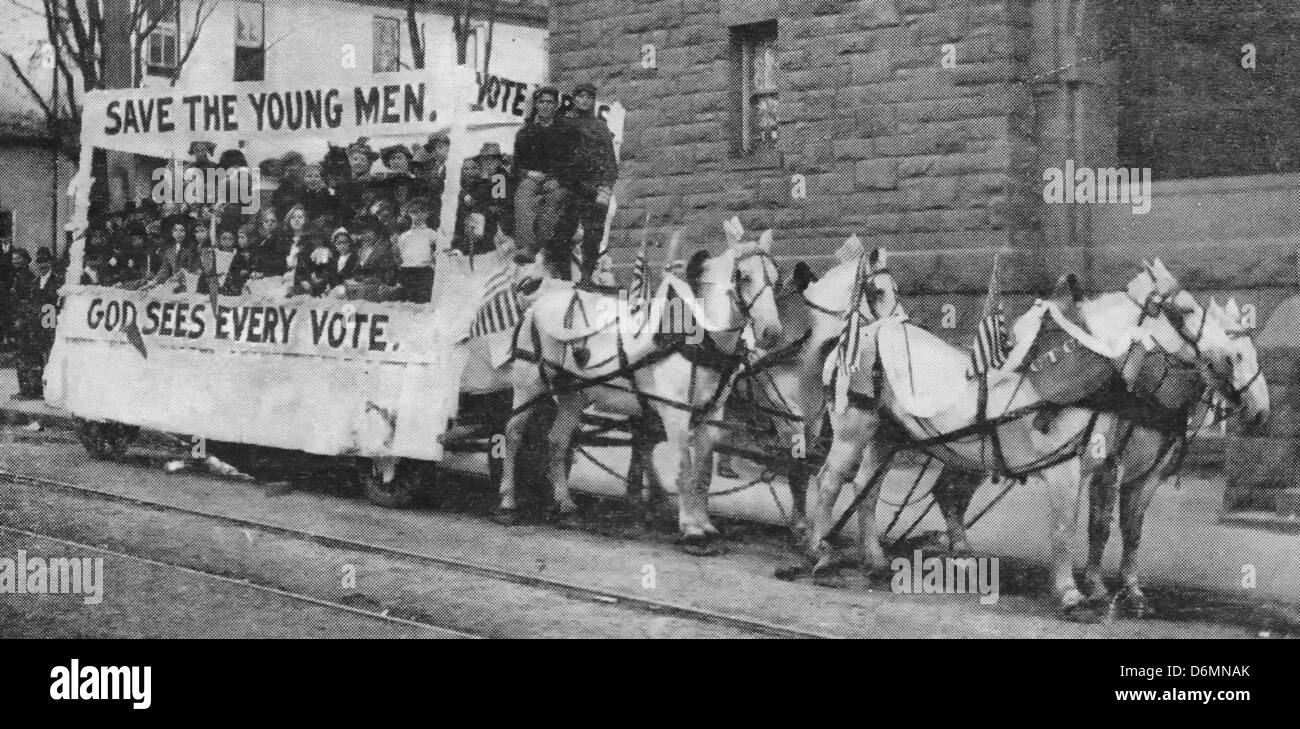 Why West Virginia went dry - Prohibition approved in West Virginia - 1912. Save the young men - God sees every vote Stock Photo