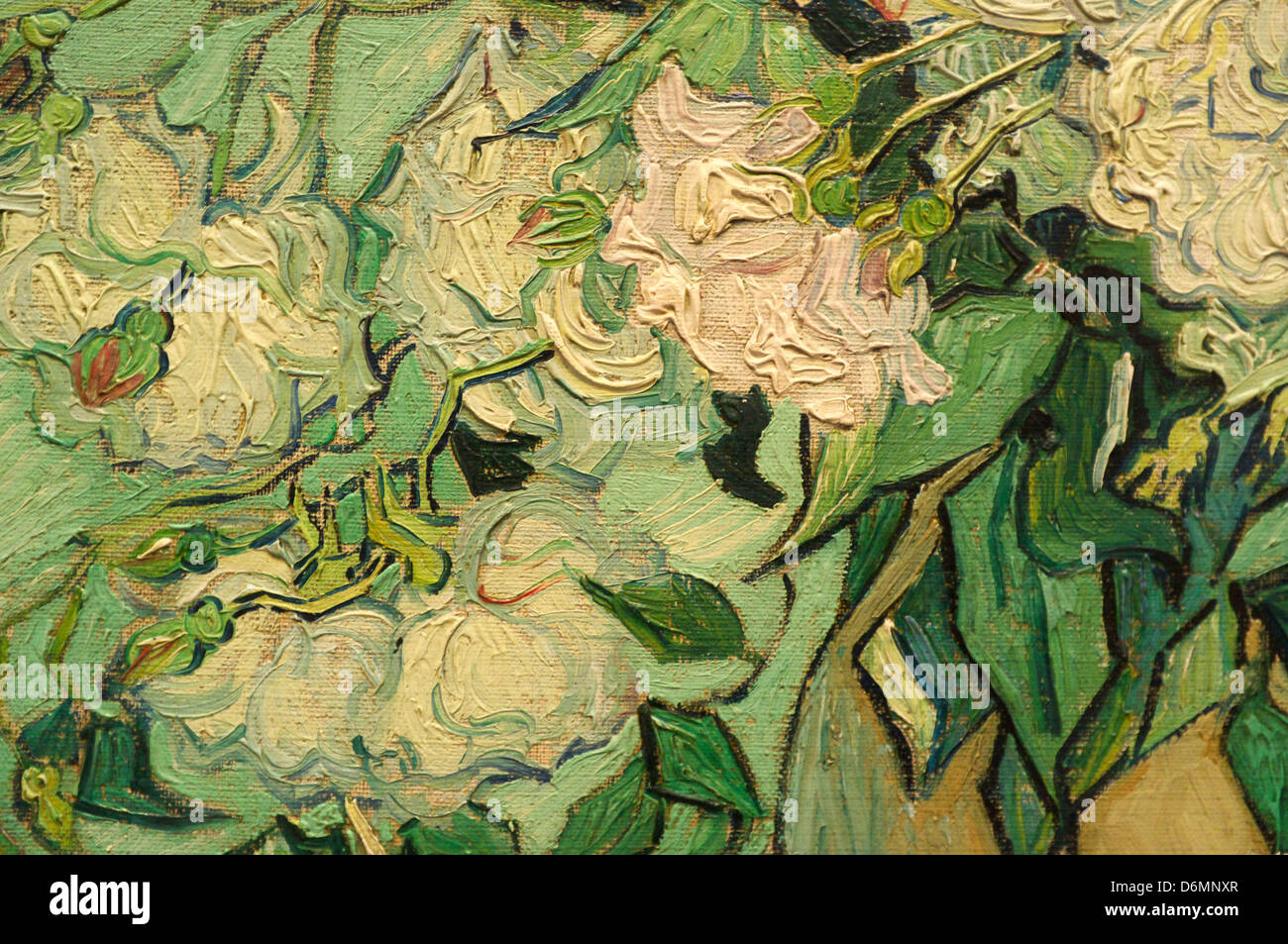 Closeup of the painting Roses by Vincent Van Gogh Stock Photo