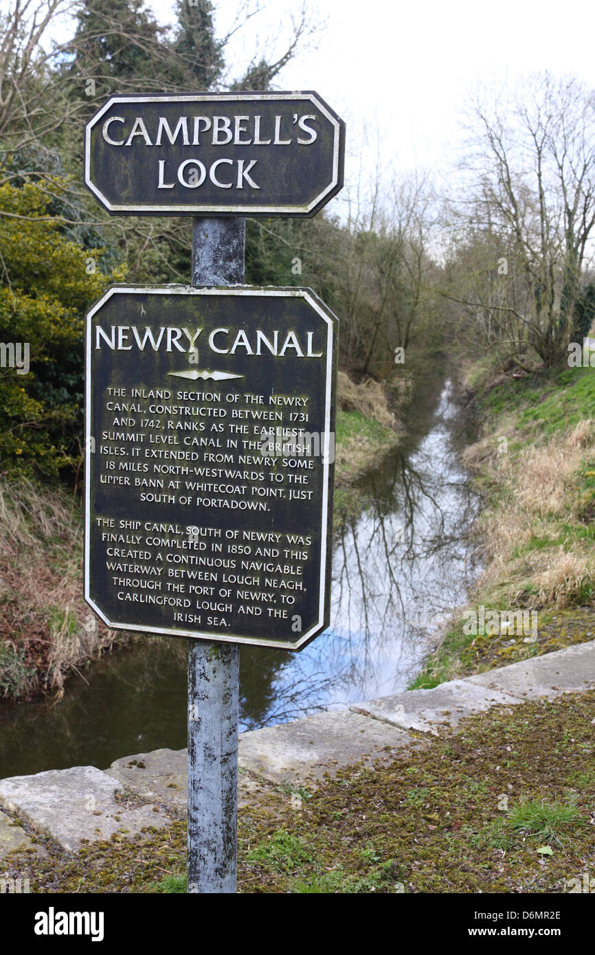 Campbell's Lock on the Newry Canal, near Scarva, Northern Ireland Stock