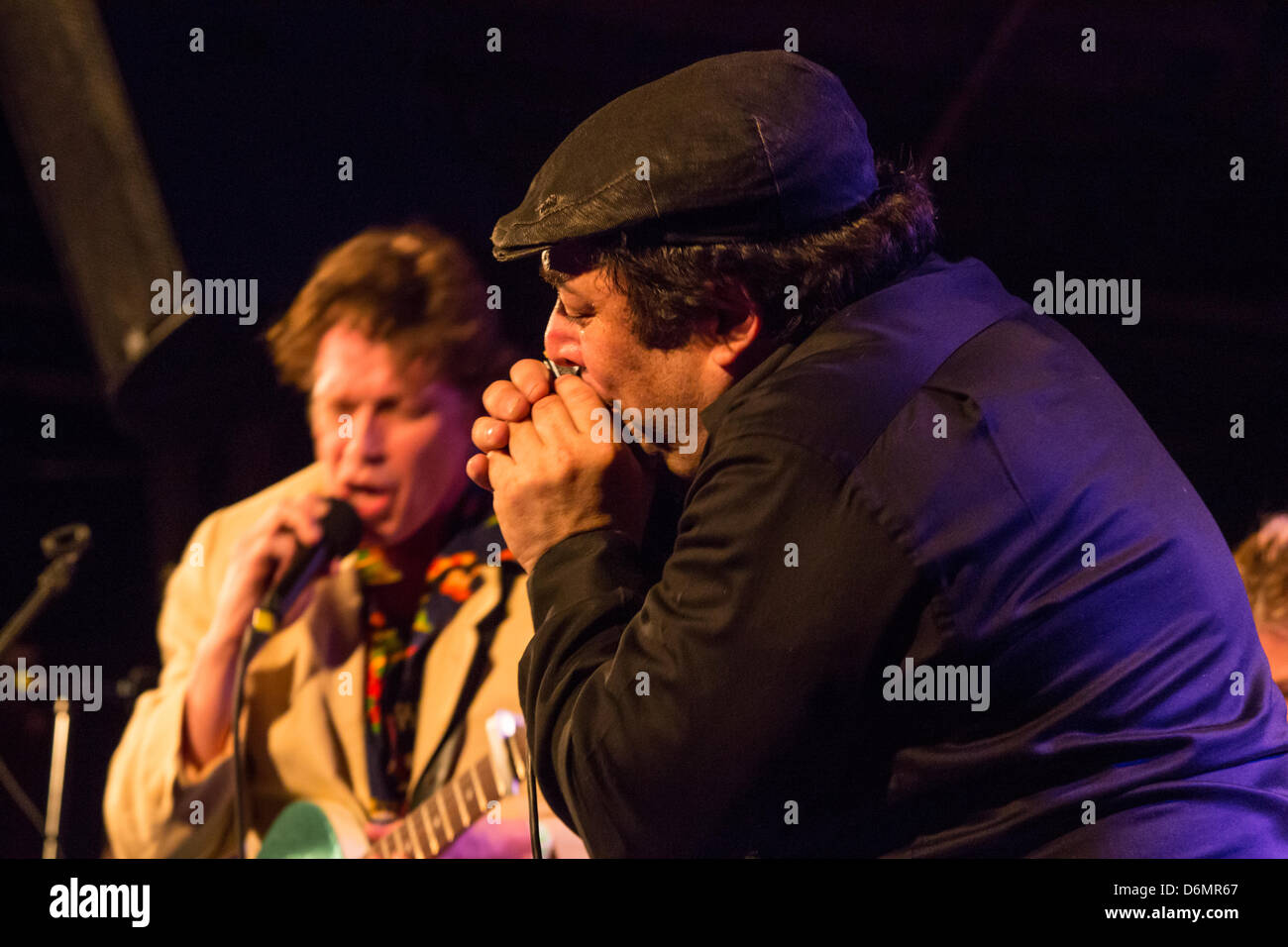 Brooklyn, US, 19 April 2013. Harmonica player "Shaky" Dave Pollack with