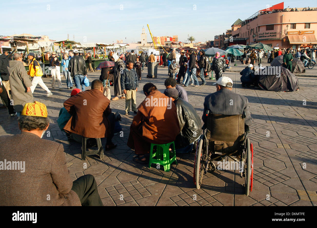 Crowded square in central Marrakesh. Stock Photo