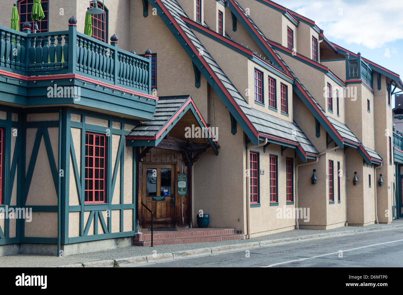 Bavarian themed buildings in Leavenworth, Washington, USA Stock Photo