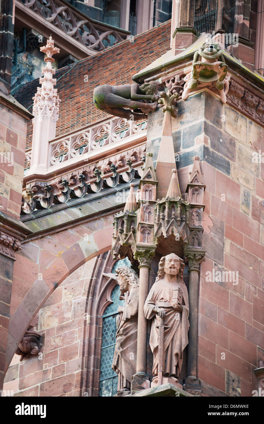 gargoyles on Freiburg Cathedral, Freiburg, Baden-Wurttemberg, Germany, Europe Stock Photo