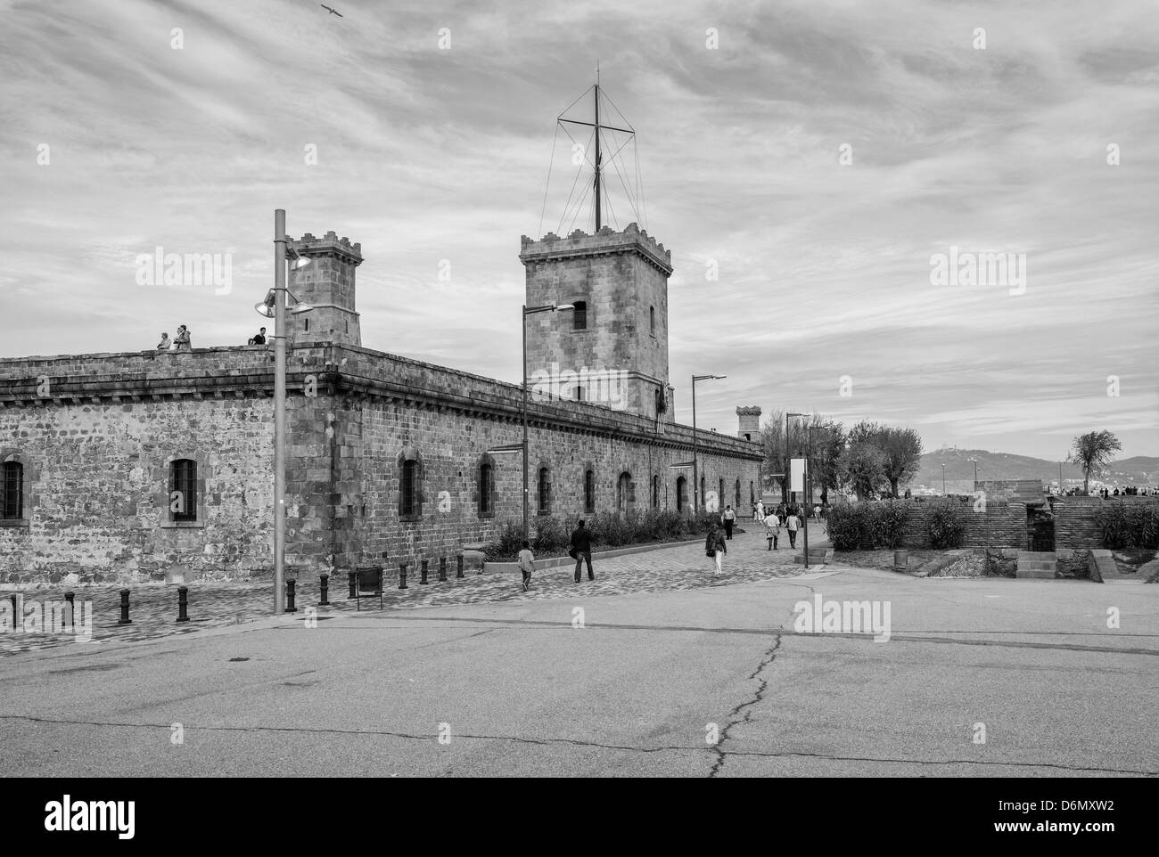 Montjuic Castle (Barcelona, Spain). Outside area. Stock Photo