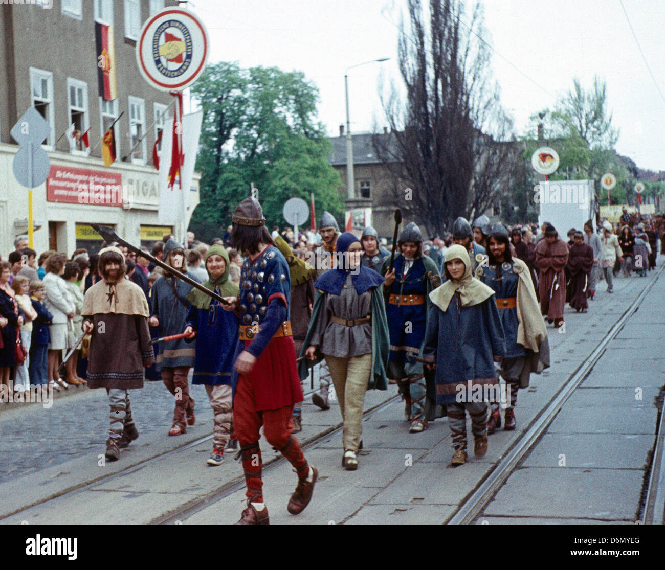 Gotha, GDR, procession to 1200th anniversary of the city of Gotha Stock Photo