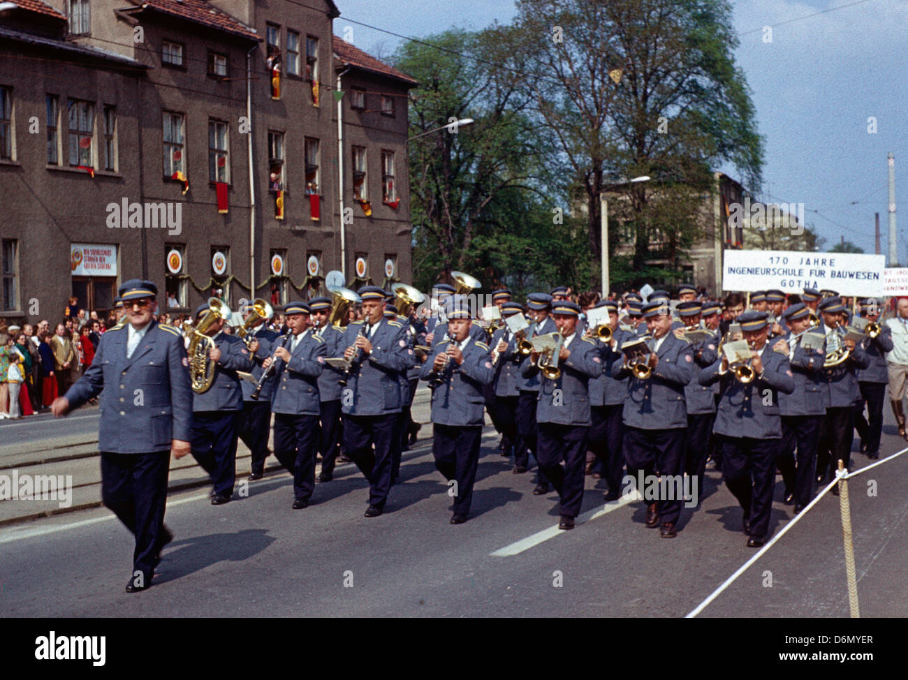 Gotha, GDR, Marching Band at the parade to 1200th anniversary of the