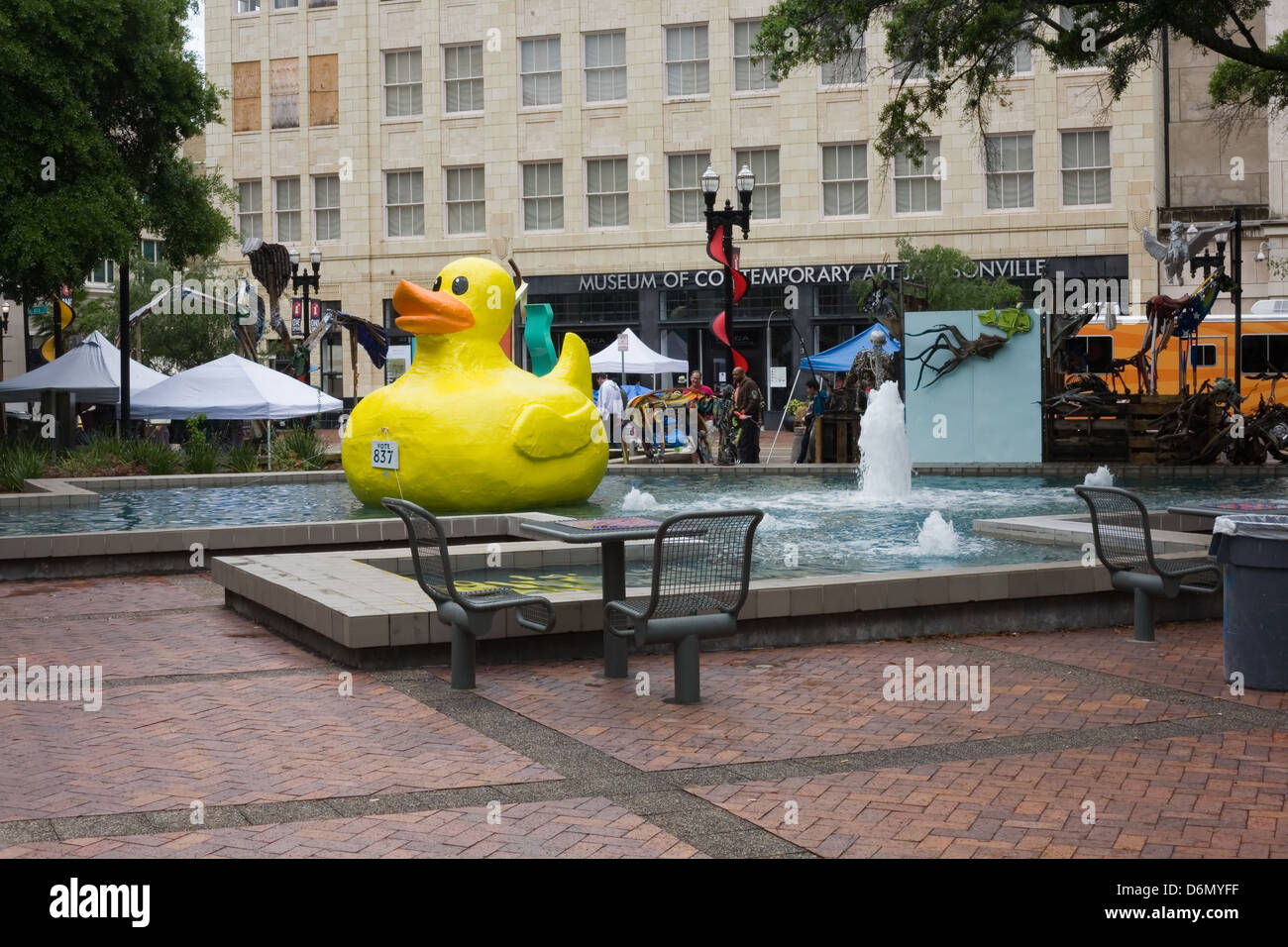“Sgt. Quackers” by Jenny Hager’s UNF Enliven Spaces class at Hemming Plaza - entry in the One Spark 2013 Crowdfunding Festival Stock Photo