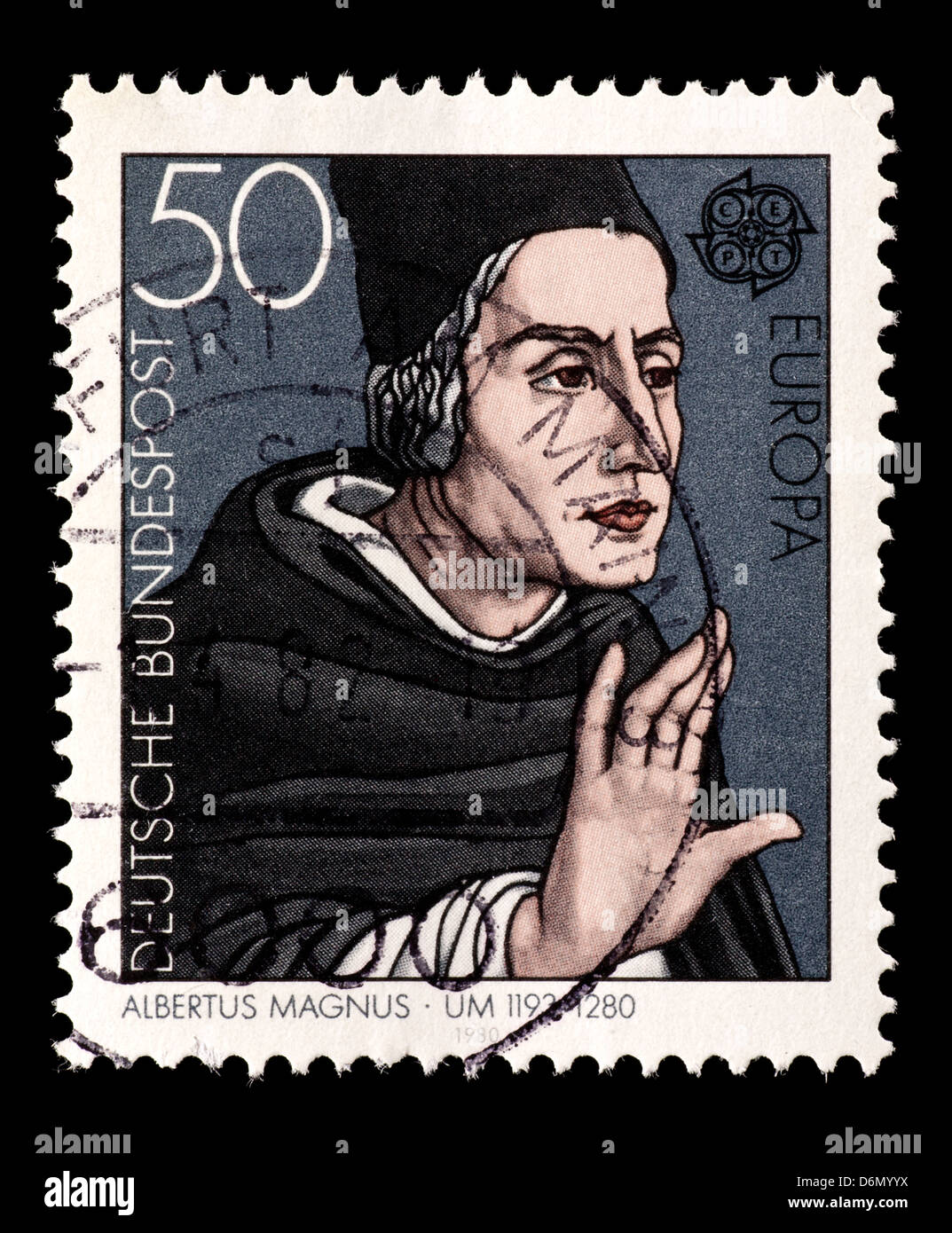 Postage stamp from (West) Germany depicting Albertus Magnus. Stock Photo
