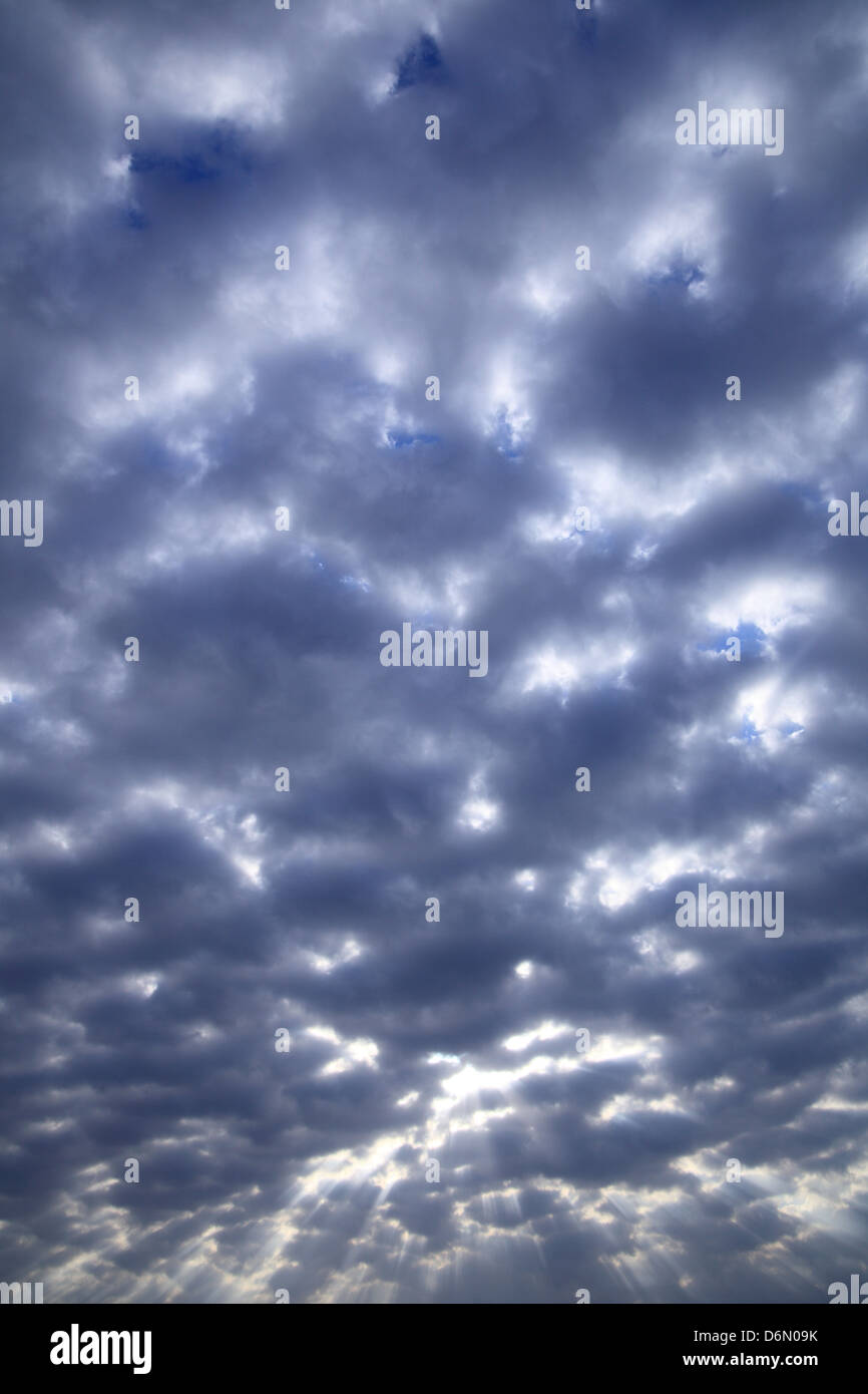 Rays of light in the morning sky Stock Photo