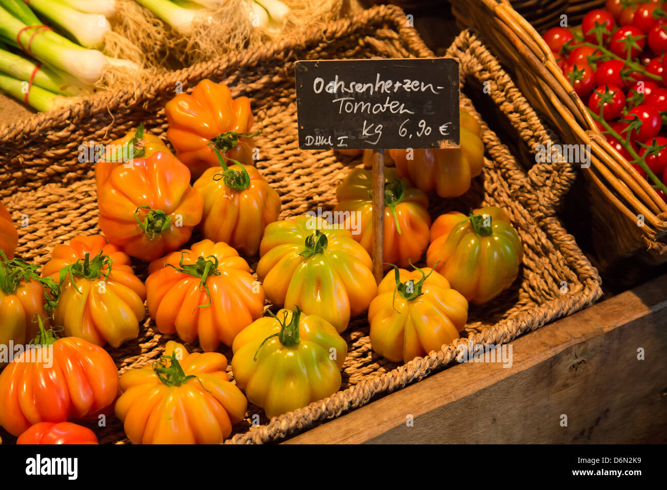 Herten, Germany shopping, tomatoes from the farm shop Stock Photo