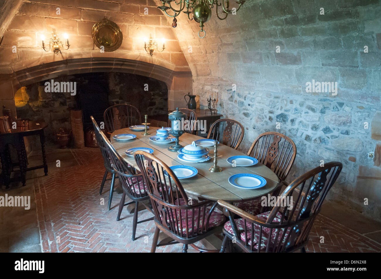 Great Britain, Holy Island, Lindisfarne Castle, interior dining room Stock Photo