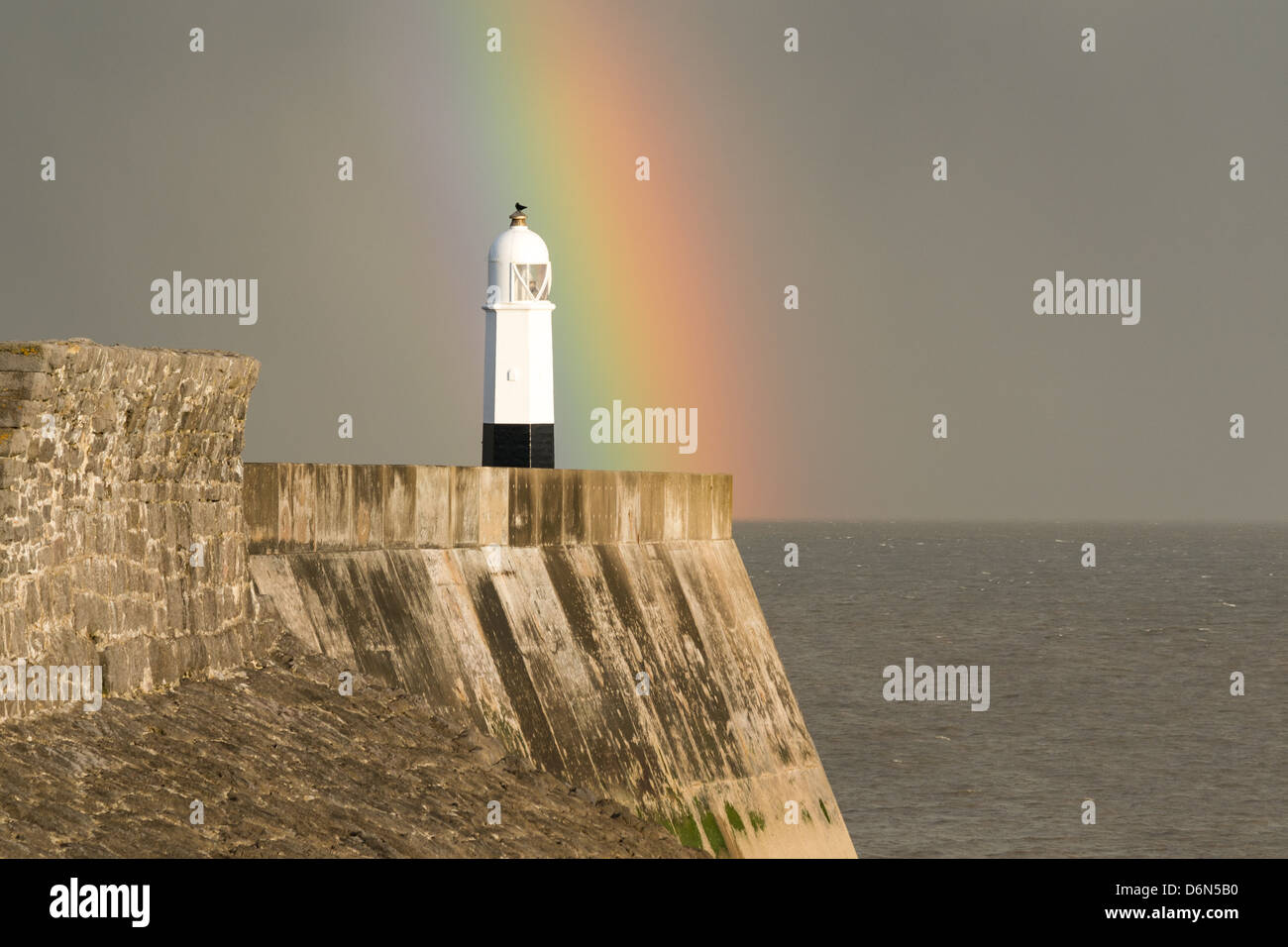 Rainbow at Porthcawl Harbour Stock Photo