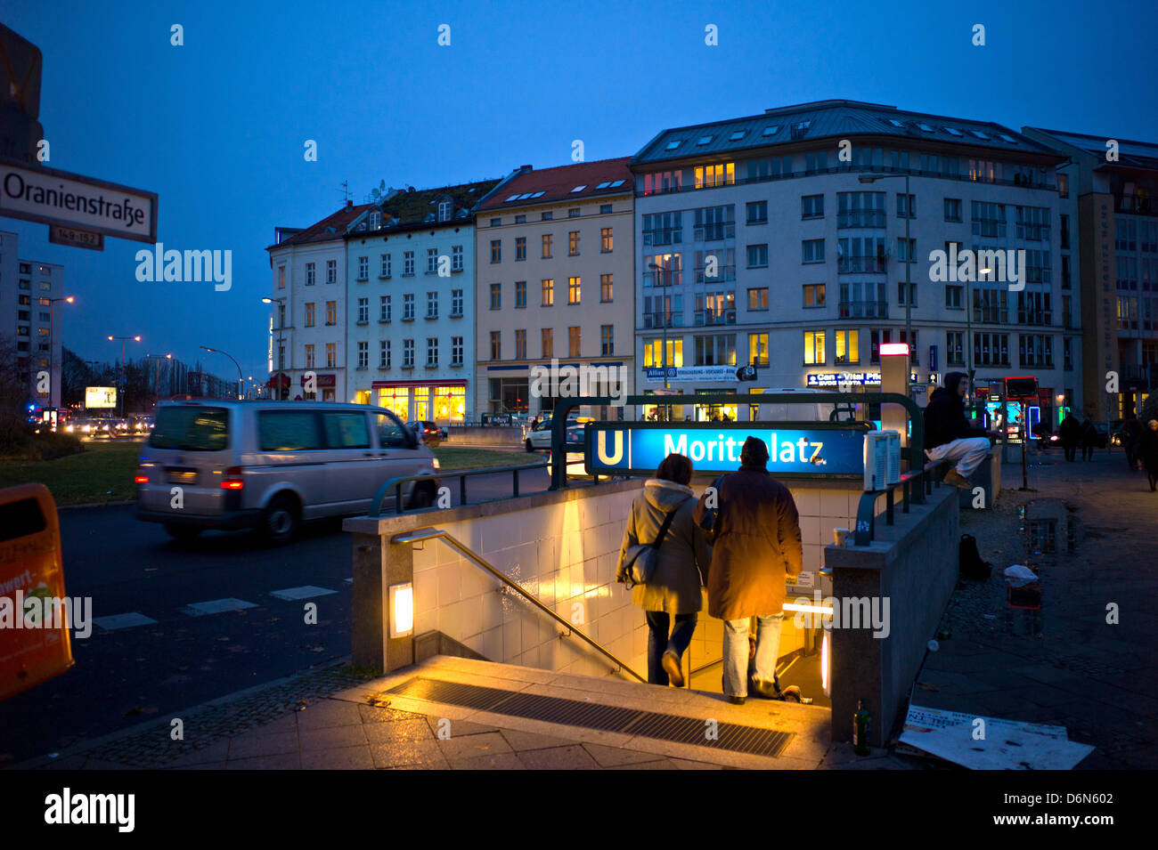 Berlin, Germany, the entrance to the metro station Moritzplatz Stock Photo