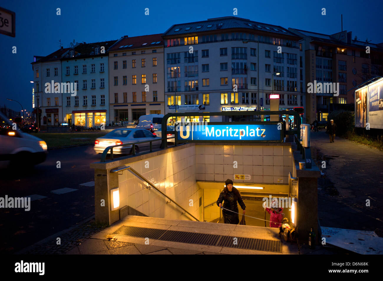 Berlin, Germany, the entrance to the metro station Moritzplatz Stock Photo
