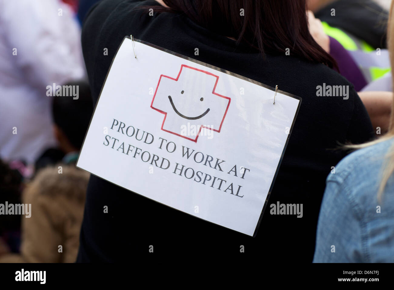 Protesters march through Stafford against cuts to NHS services at Stafford Hospital Stock Photo