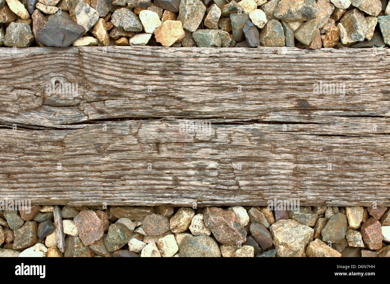 Rocks with wood banner. Stock Photo