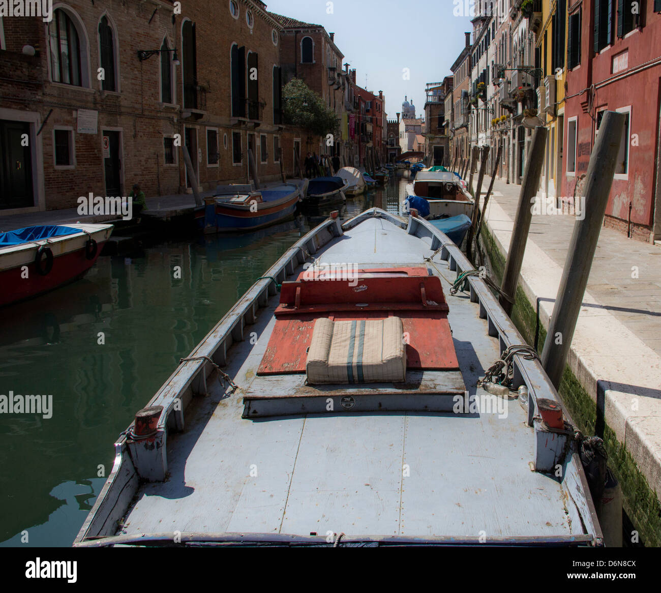 Old wooden boat in Venice Stock Photo Alamy