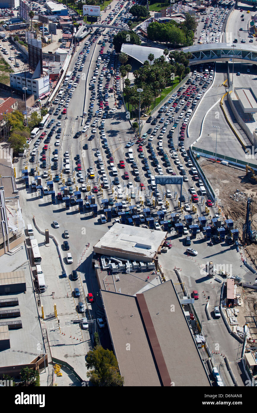 Aerial view of the San Ysidro border Crossing February 17, 2012 in San Diego, CA Stock Photo