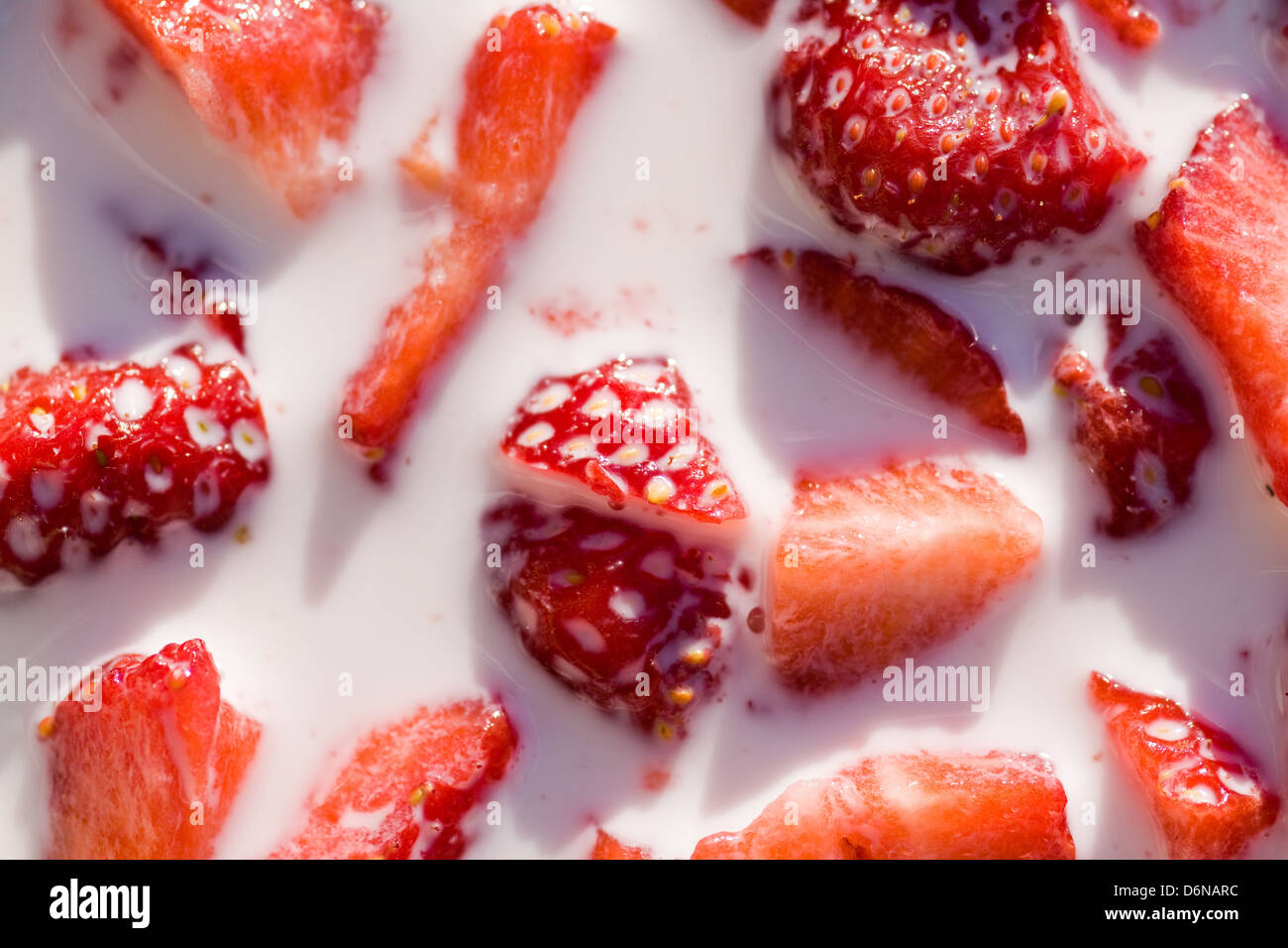 Berlin, Germany, strawberries with milk Stock Photo