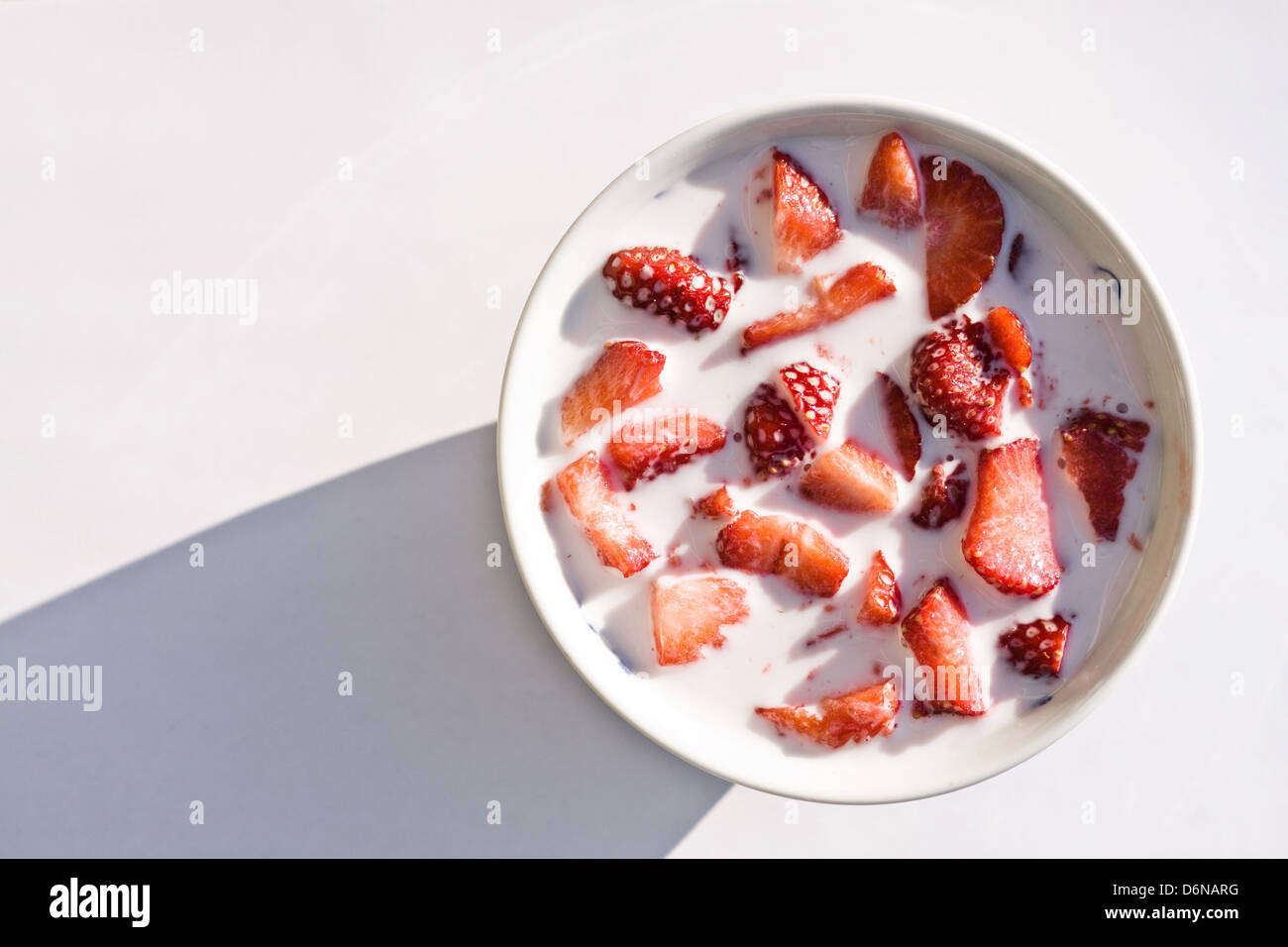 Berlin, Germany, strawberries with milk Stock Photo