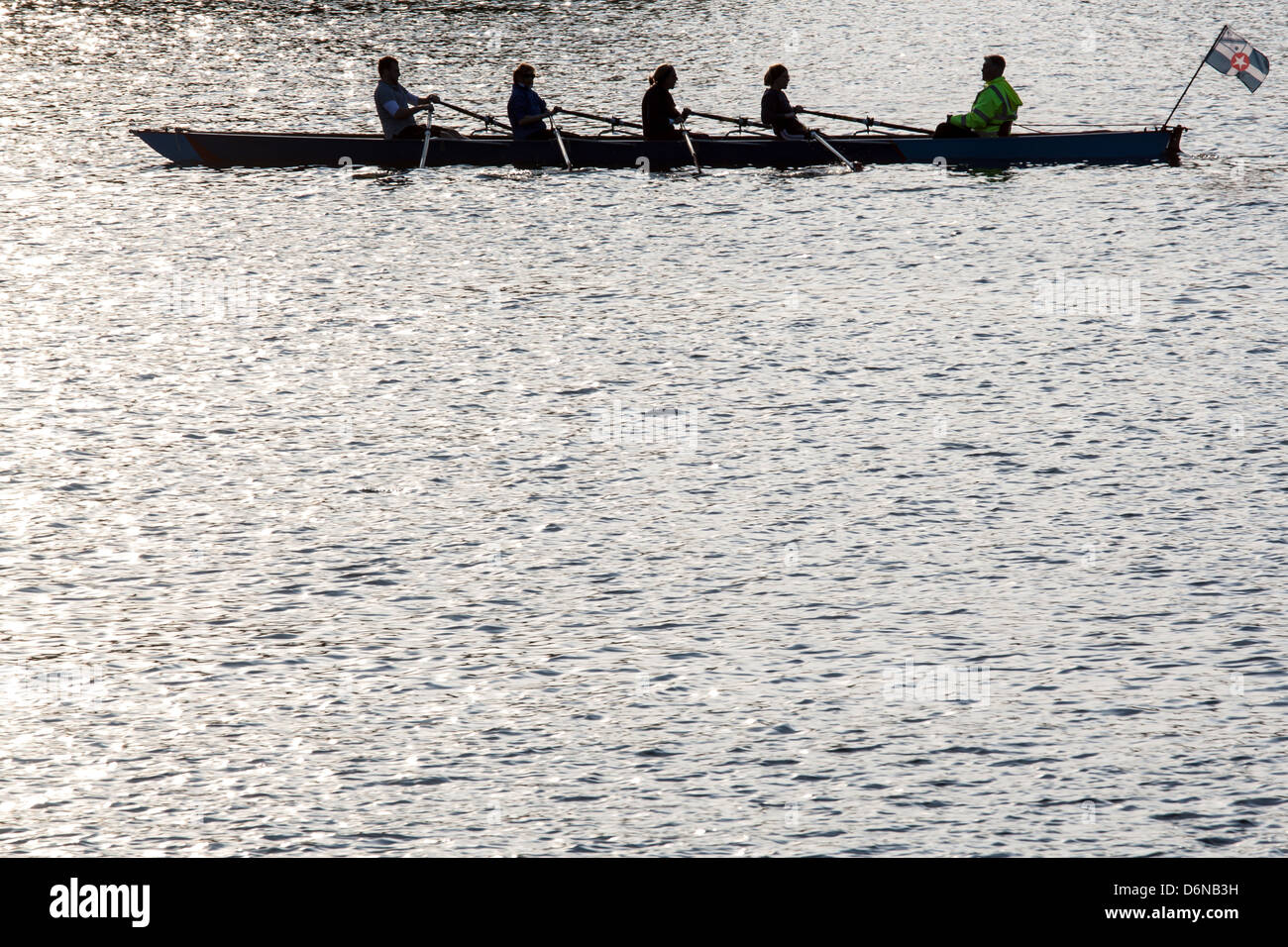 Berlin, Germany, with four rowers coxswain on the Stölpchensee Stock Photo
