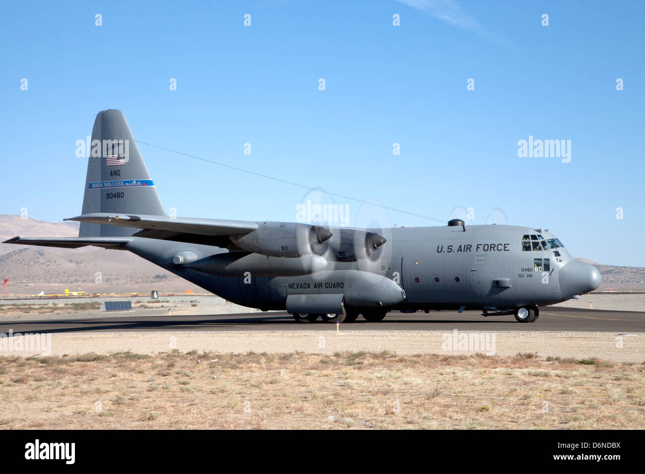 Lockheed C-130 Hercules of the 152nd Airlift Wing, Nevada Air National Guard, based in Reno, Nevada. Stock Photo