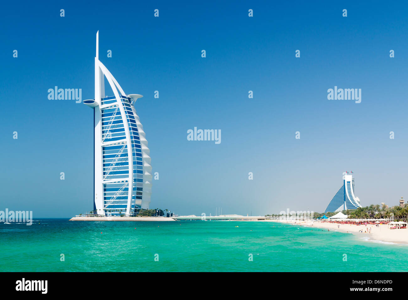 Luxury Burj al Arab Hotel on beach front in Dubai United Arab emirates Stock Photo