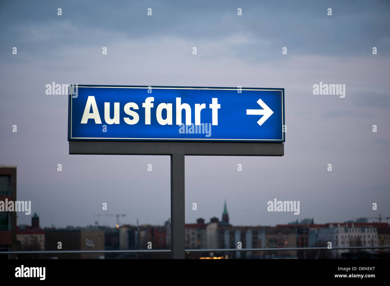 Berlin, Germany, exit sign at the parking deck of the Gesundbrunnen Center Stock Photo Alamy