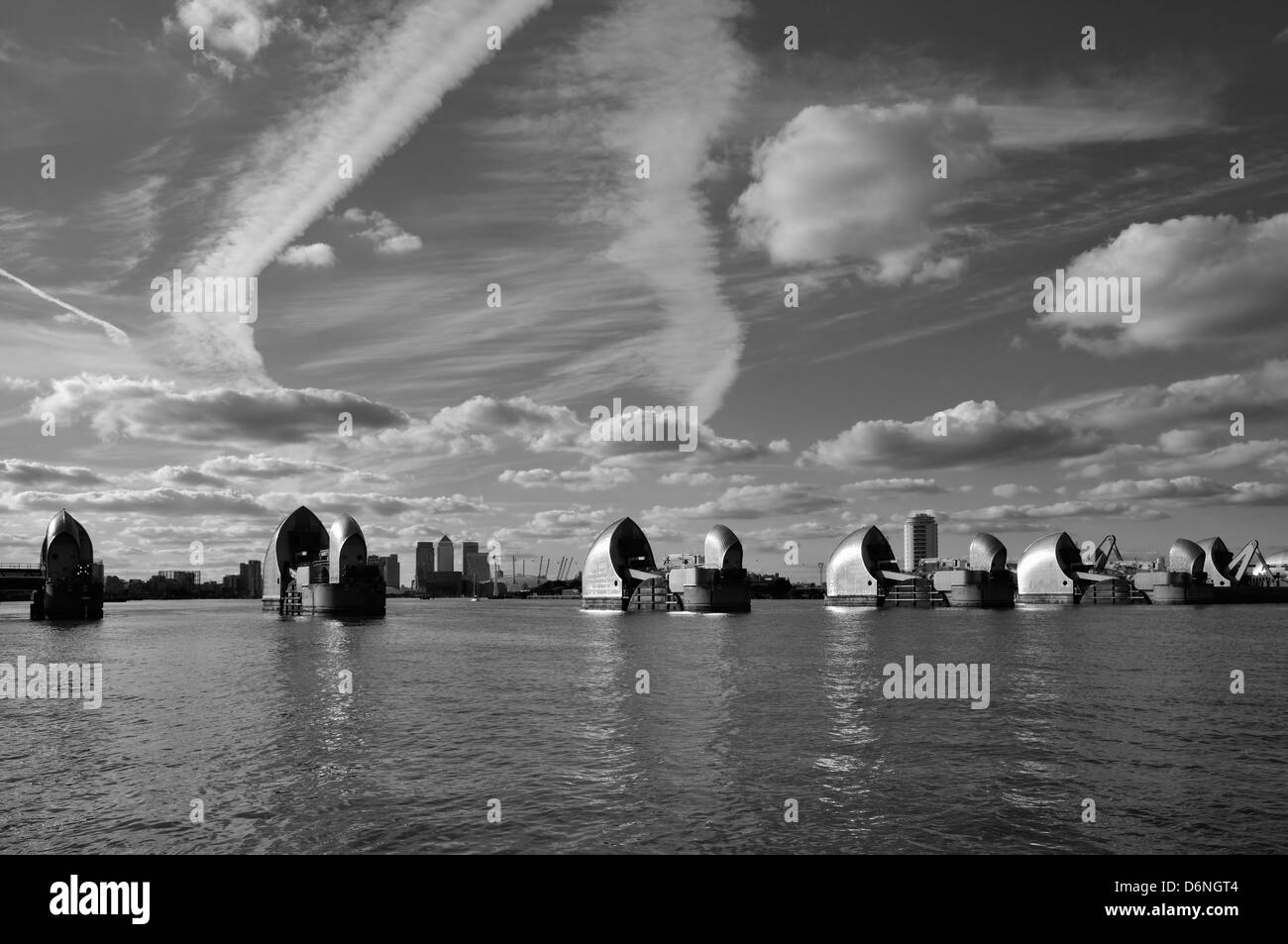 The Thames Barrier, near Charlton, East London UK Stock Photo