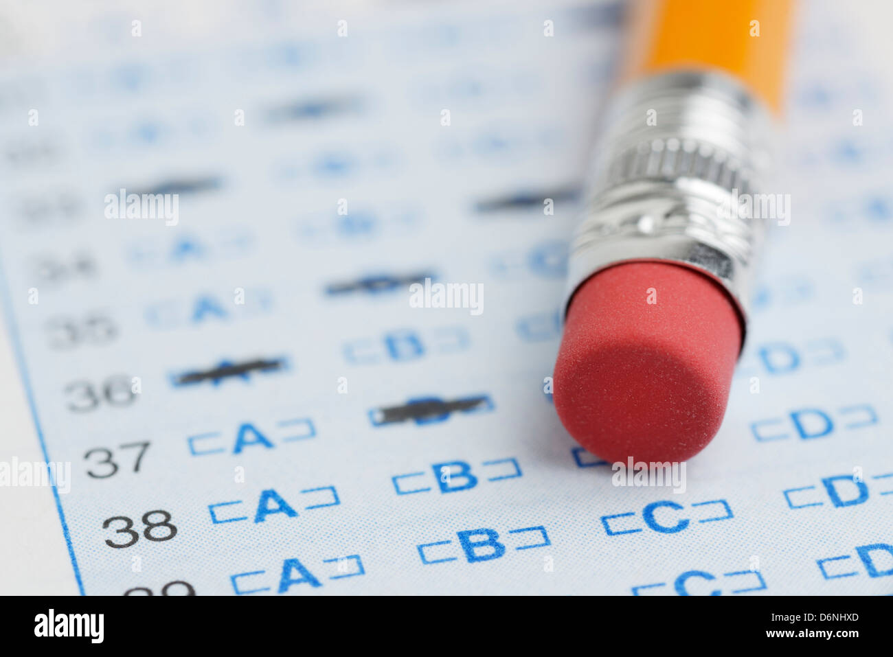 Optical scan answer sheet for a school exam Stock Photo Alamy