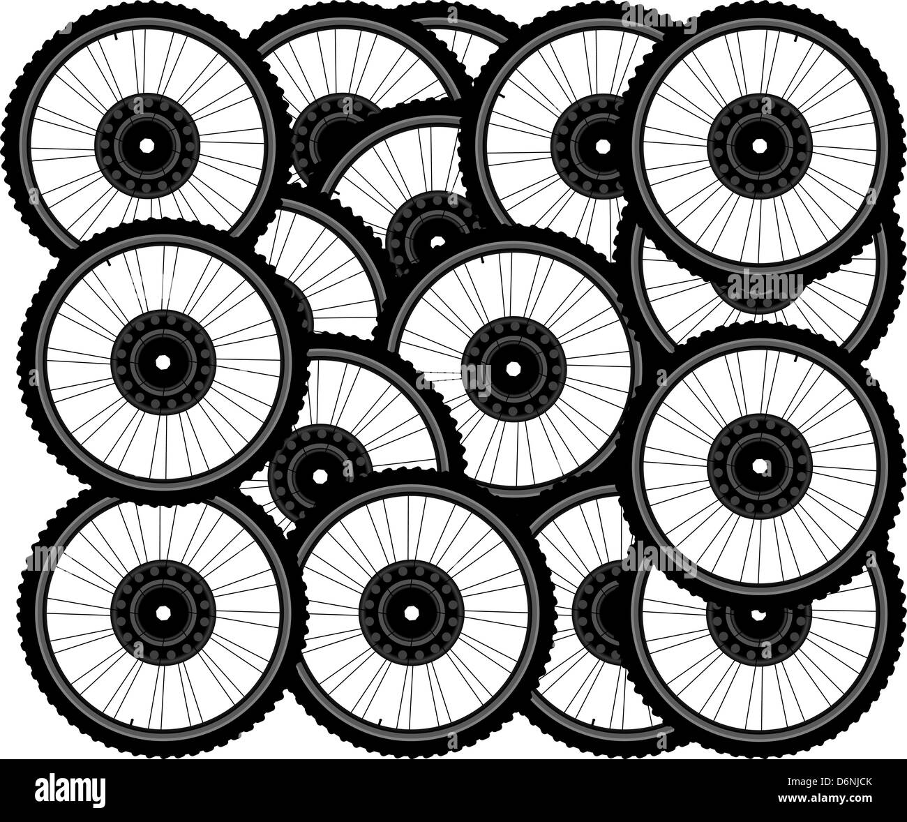 Bicycle background from many white wheels Stock Photo - Alamy