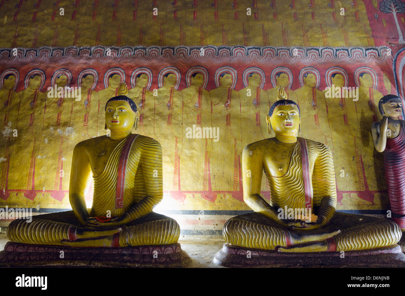 Buddha statues in Cave 2, Cave Temples (UNESCO World Heritage Site), Dambulla, North Central Province, Sri Lanka Stock Photo