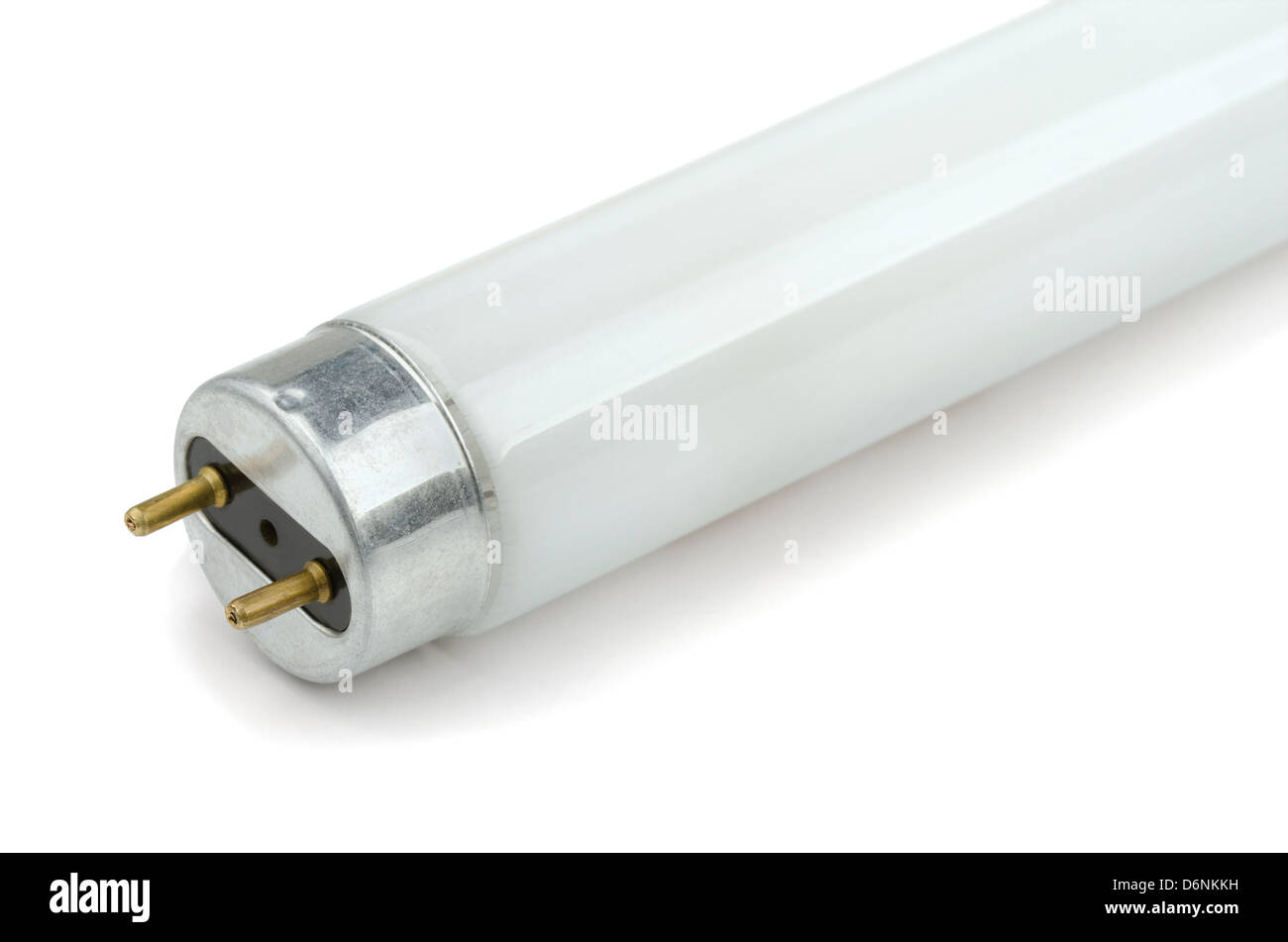 Colse-up of fluorescent light tube on white background Stock Photo