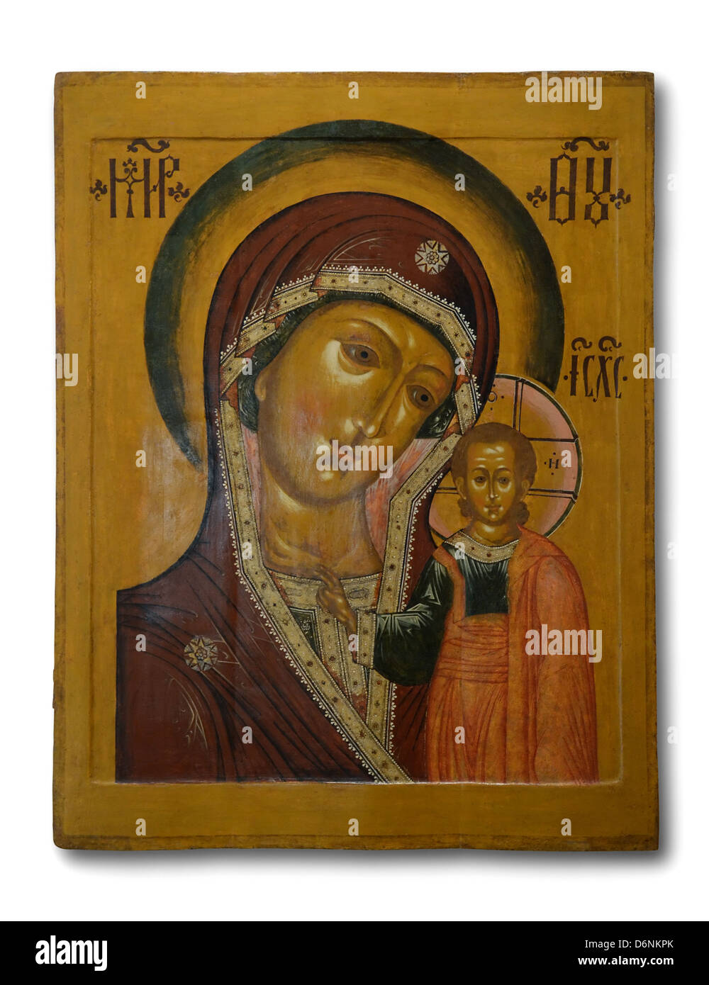 Old orthodox icon 'Our lady of Kazan' 17 century Stock Photo