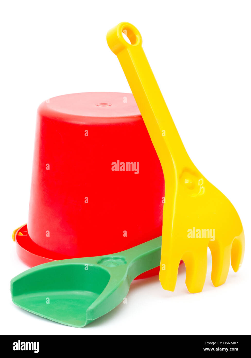 bucket rake and scoop, toys, isolated on white Stock Photo Alamy