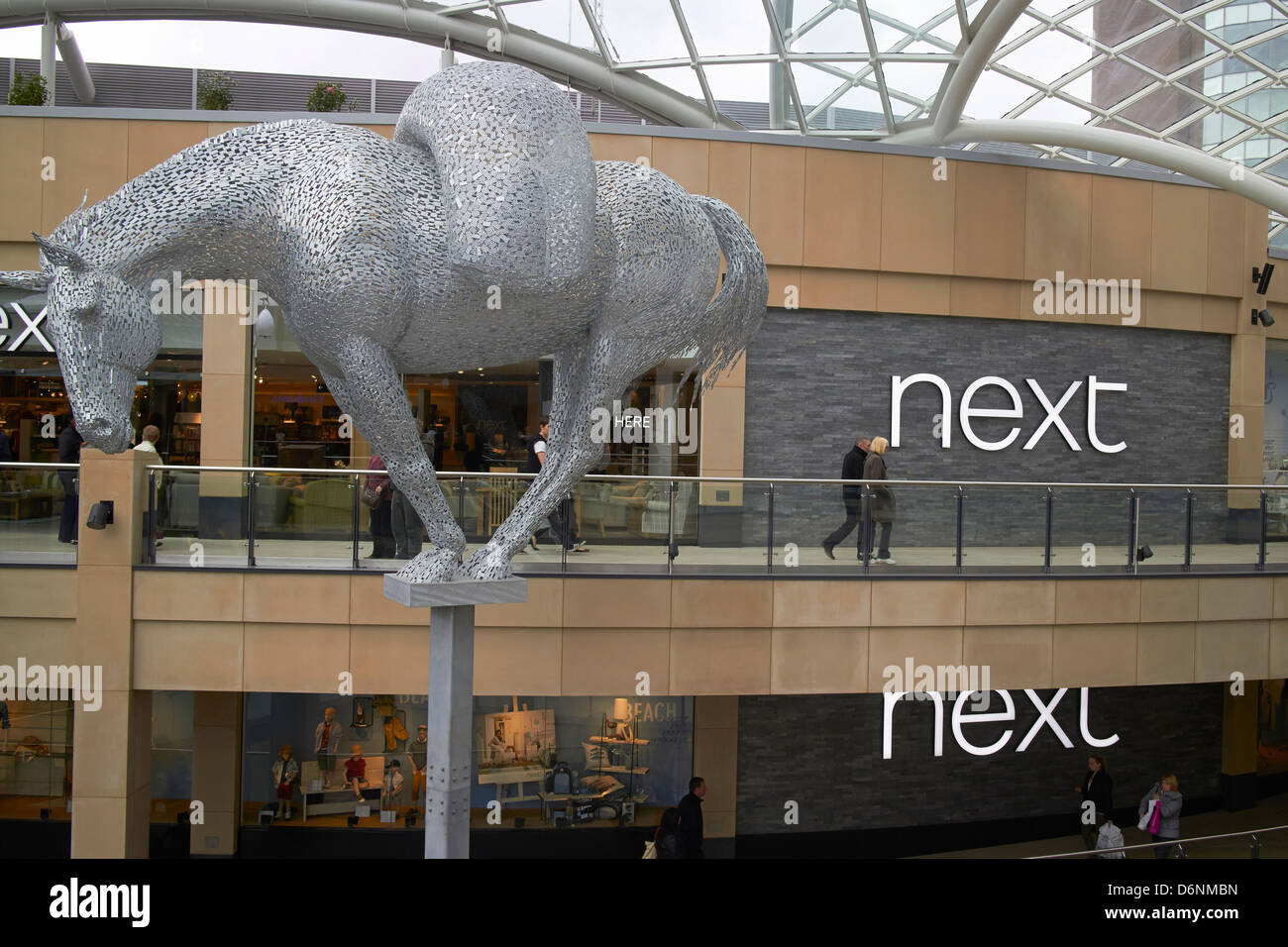 Packhorse sculpture at Leeds Trinity Shopping Centre Center outside NEXT store Stock Photo