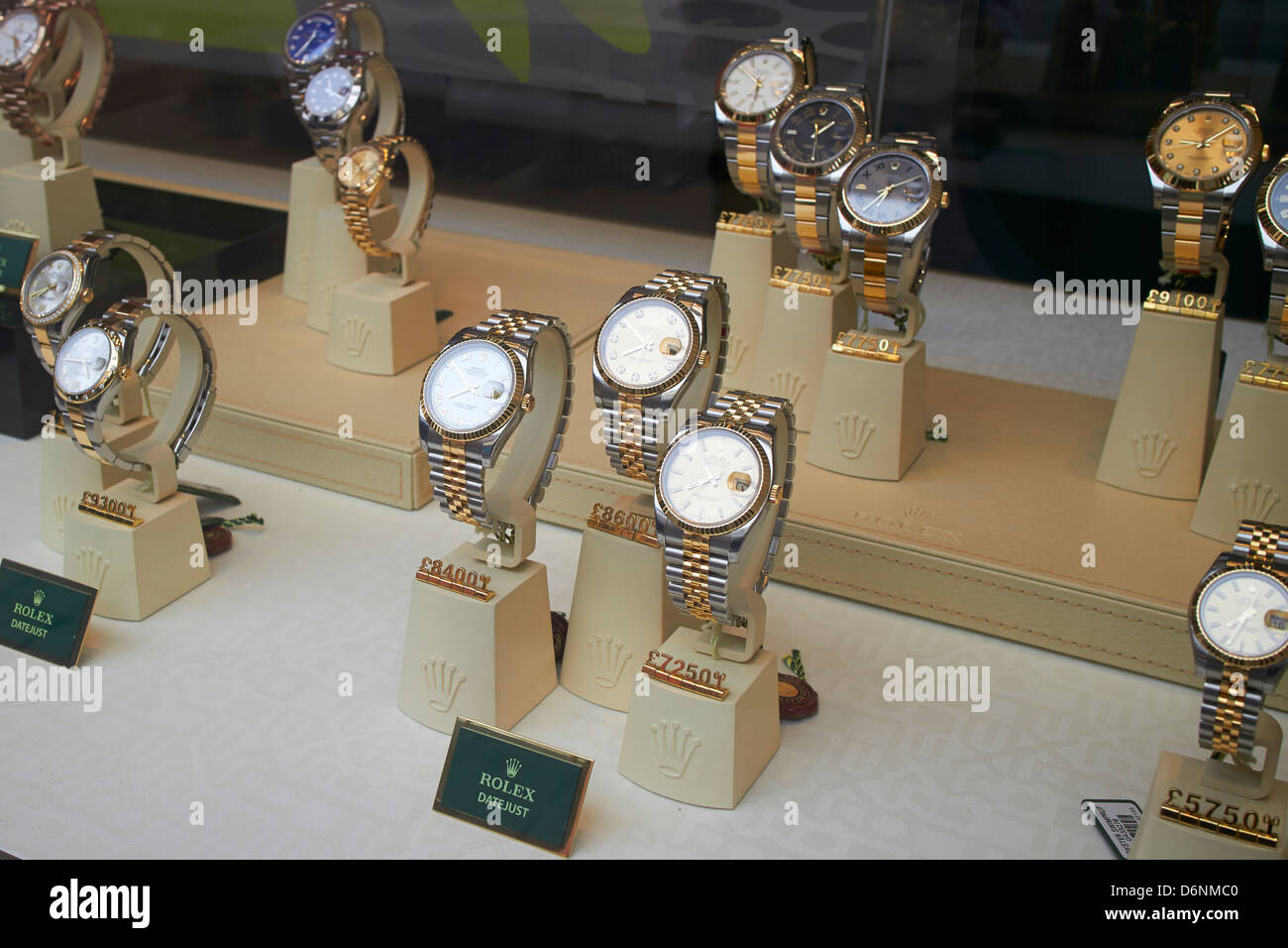 Rolex watches on display in shop window Stock Photo - Alamy