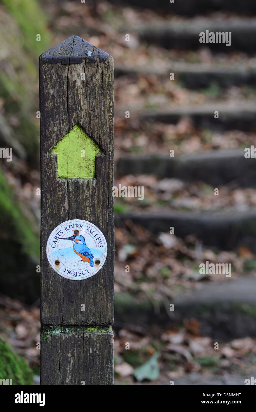 Carts river valleys project route marker signpost Stock Photo