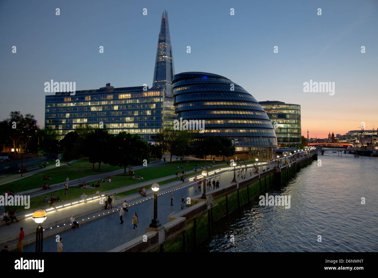 London, United Kingdom, City Hall, headquarters of the Greater London Authority and the Mayor of London, on the evening Stock Photo