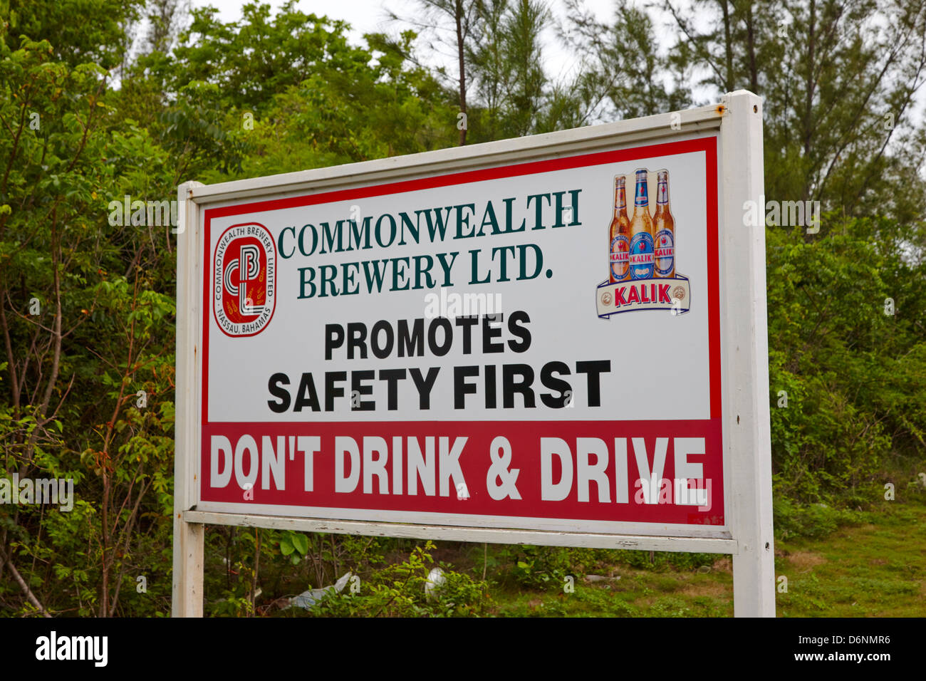 Commonwealth Brewery Limited Don't Drink and Drive sign, Nassau, Bahamas Stock Photo