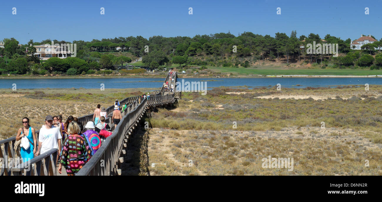 Wooden footbridge to the beach at Quinta do Lago in the Algarve region