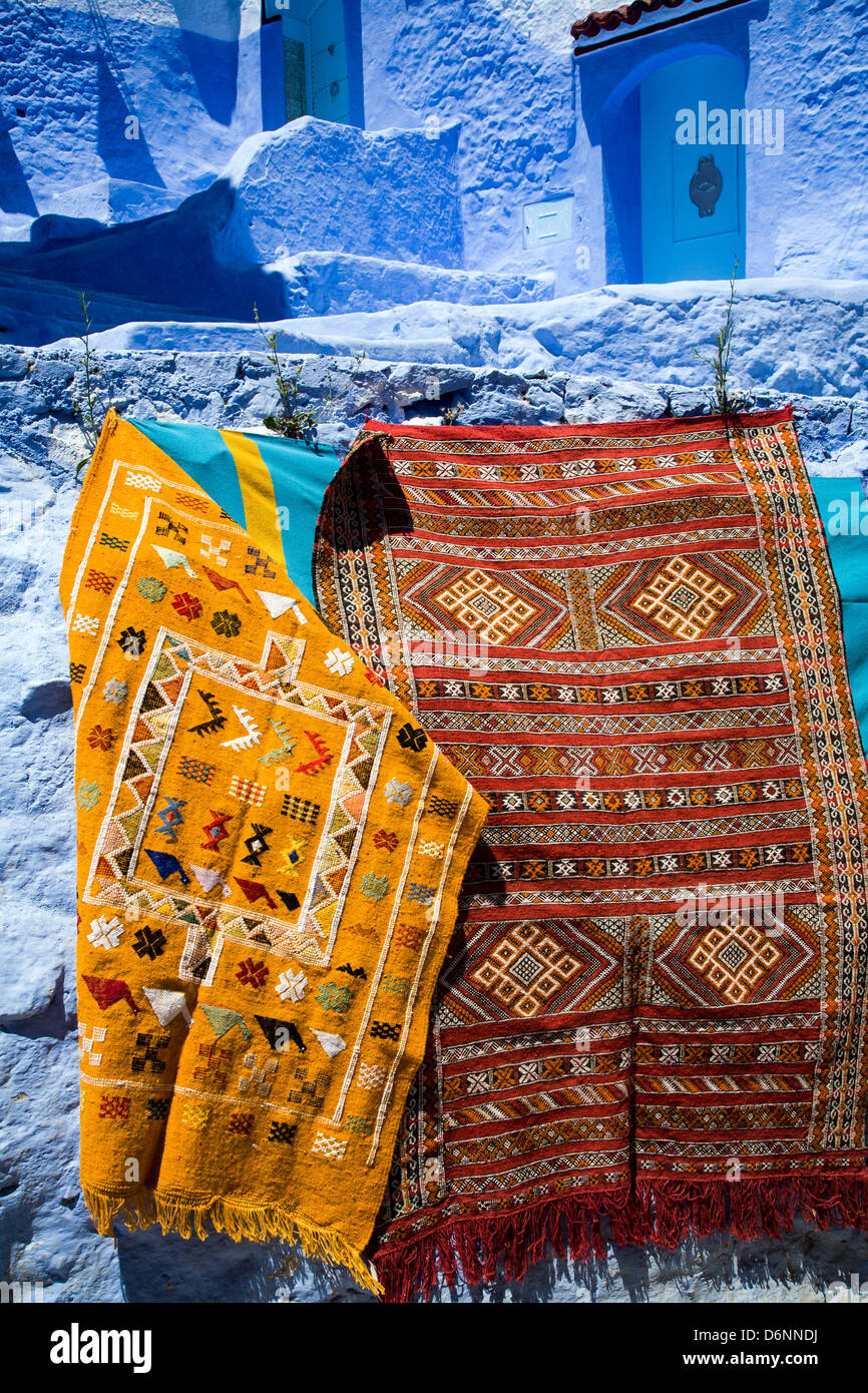 Chefchaouen, Morocco, Berber carpets are made for sale Stock Photo - Alamy