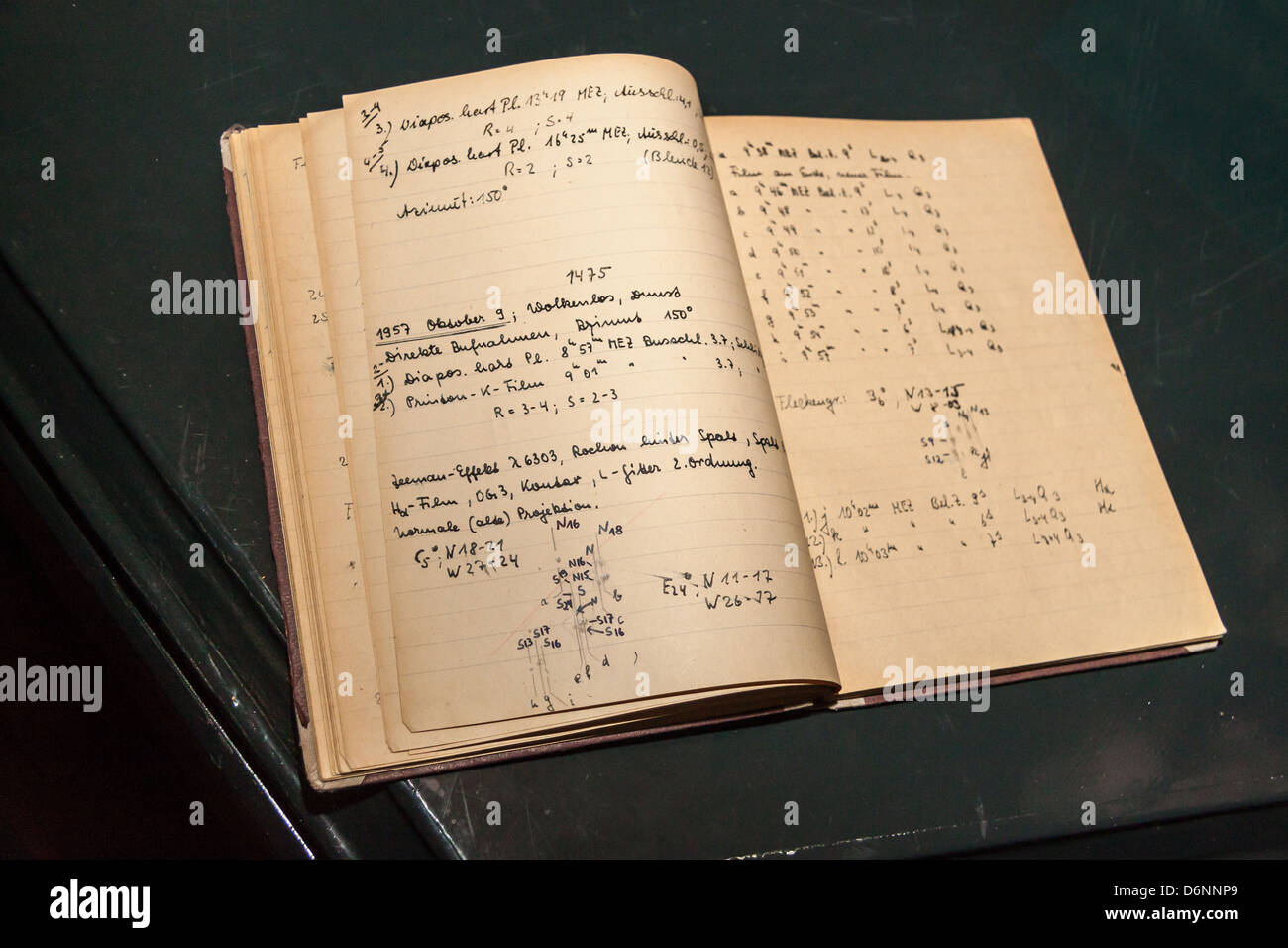 Potsdam, Germany, handwritten logs from the observation tower telescope Stock Photo