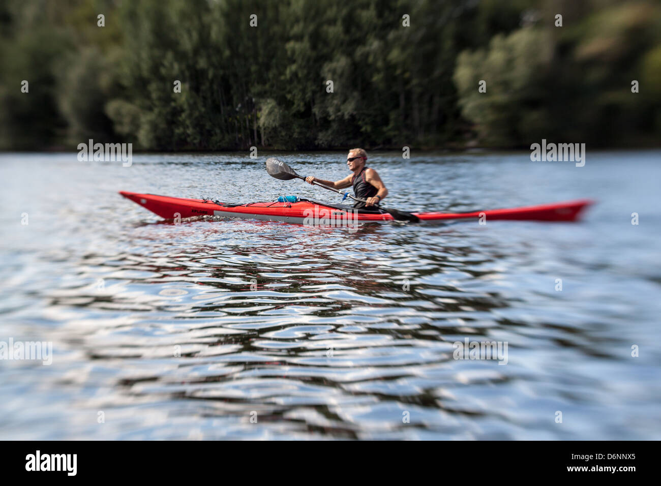 Potsdam, Germany, a canoeist on the River Havel Stock Photo