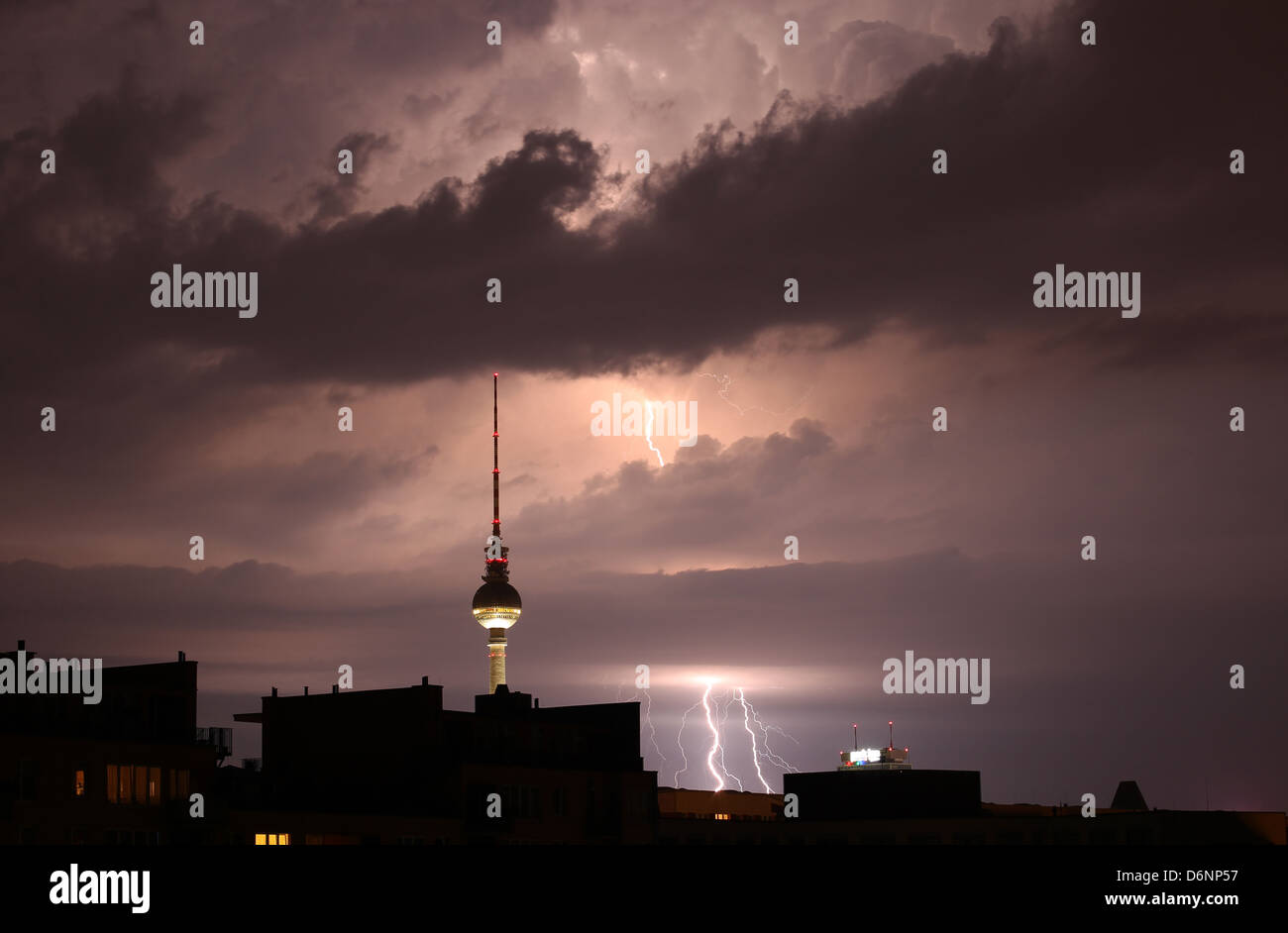 Berlin, Germany, flashes over the skyline of Berlin Stock Photo