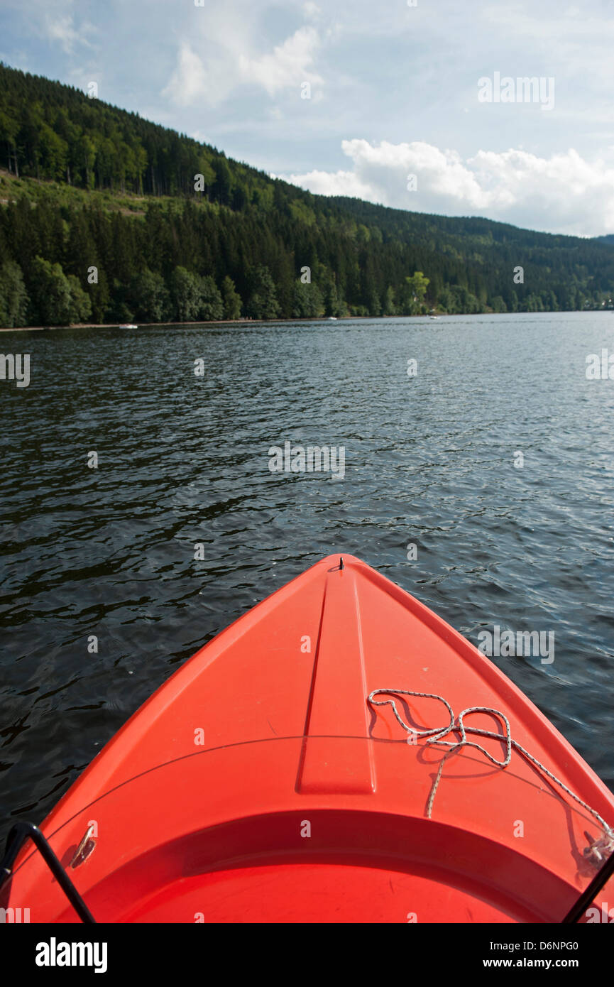 Titisee-Neustadt, Germany, the tip of a pedalo on Lake Titisee Stock Photo