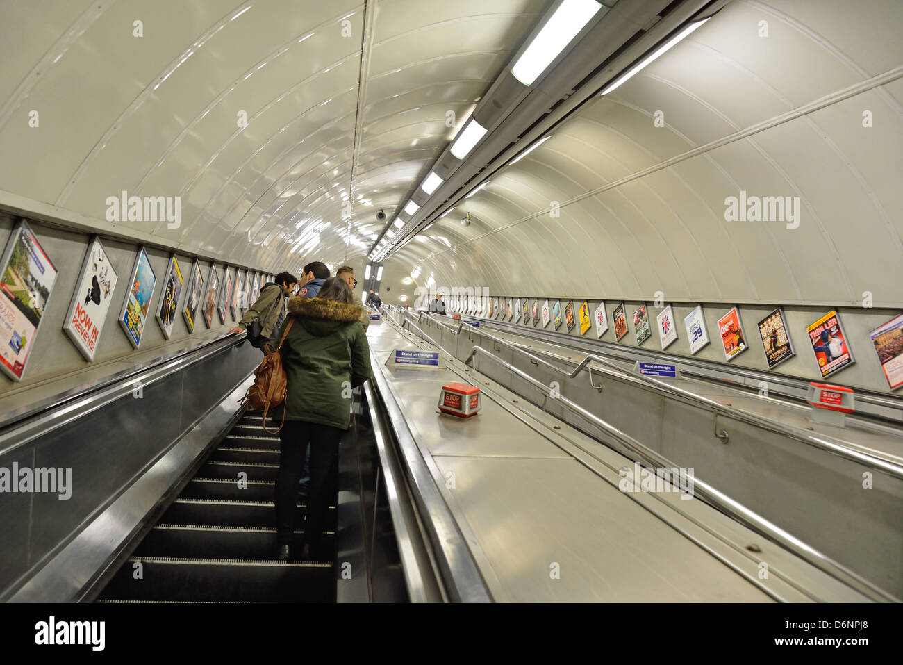 Escalators at Hyde Park Corner Underground Station, Knightsbridge, Westminster, London, Greater London, England, United Kingdom Stock Photo