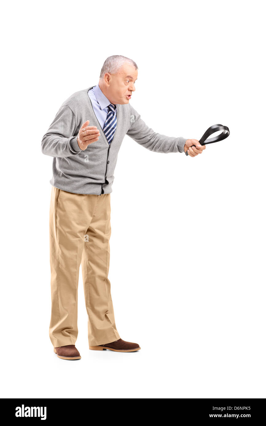 guy holding belt